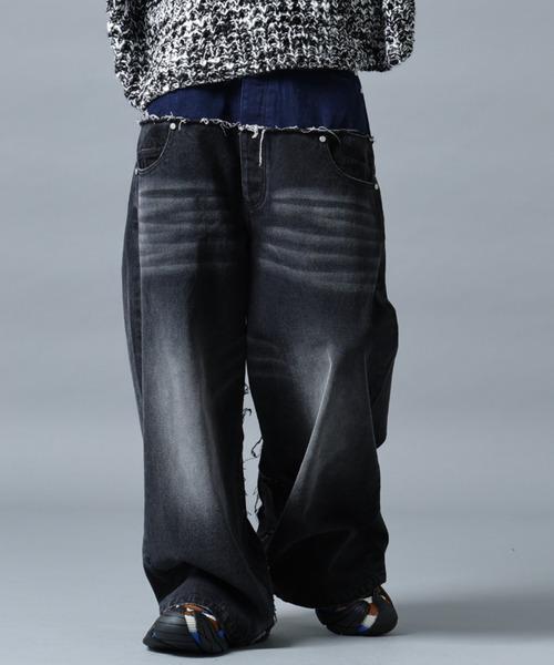 L.H.P(エルエイチピー)の「DankeSchon/ダンケシェーン/BAGGY JEANS/DUAL TONE(その他パンツ・メンズ・ブラック・S/L)」の1枚目の写真