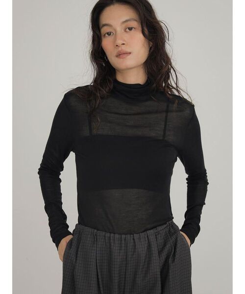 FIKA.(フィーカ)の「Sheer turtleneck cut-sew(Tシャツ/カットソー・レディース・ブルー/アイボリー/カーキ/ブラウン/ブラック/ベージュ・MEDIUM)」の2枚目の写真