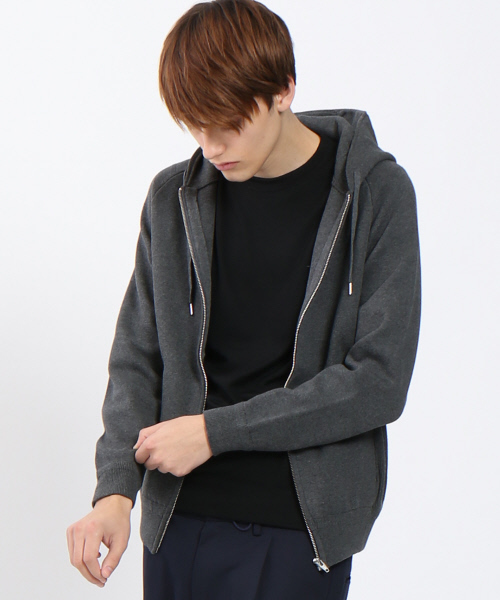 ABAHOUSE（アバハウス）の「ミラノリブニットZIPパーカー（パーカー・メンズ・ブラック/オフホワイト/チャコールグレー・46/48/44）」の4枚目の写真