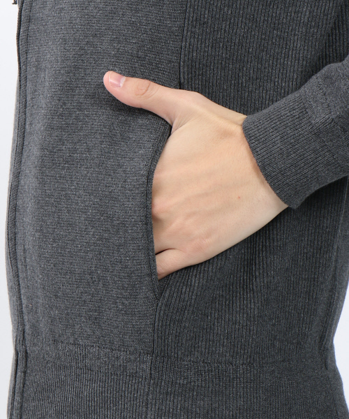 ABAHOUSE（アバハウス）の「ミラノリブニットZIPパーカー（パーカー・メンズ・ブラック/オフホワイト/チャコールグレー・46/48/44）」の13枚目の写真