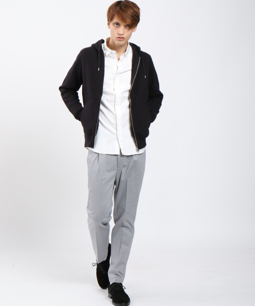 ABAHOUSE（アバハウス）の「ミラノリブニットZIPパーカー（パーカー・メンズ・ブラック/オフホワイト/チャコールグレー・46/48/44）」の16枚目の写真