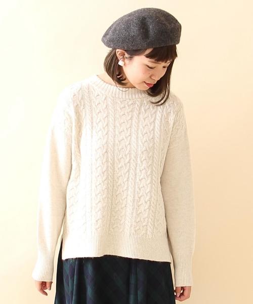 coen（コーエン）の「モヘヤストレッチケーブルクルーネックニット（ニット/セーター・レディース・ライトグレー/ナチュラル/ネイビー/ライトブルー・FREE）」の20枚目の写真
