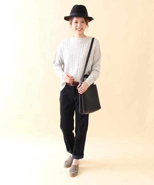 coen（コーエン）の「モヘヤストレッチケーブルクルーネックニット（ニット/セーター・レディース・ライトグレー/ナチュラル/ネイビー/ライトブルー・FREE）」の13枚目の写真