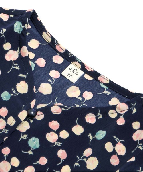 apres les cours（アプレレクール）の「花柄シャツワンピース（ワンピース・キッズ・オフホワイト/ネイビー・140/110/130/90/80/100/120）」の4枚目の写真