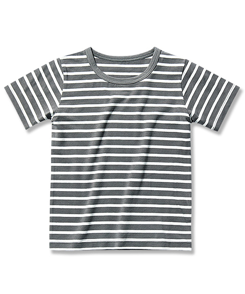 devirock(デビロック)の「先染めボーダークルーネック半袖Tシャツ カットソー(Tシャツ/カットソー・キッズ・チャコール/トリコロール/ブラック/レッド/ネイビー/レッド系その他・100cm/150cm/130cm/120cm/160cm/110cm/140cm)」の13枚目の写真