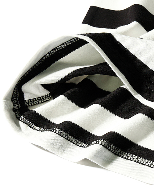 devirock(デビロック)の「先染めボーダークルーネック半袖Tシャツ カットソー(Tシャツ/カットソー・キッズ・チャコール/トリコロール/ブラック/レッド/ネイビー/レッド系その他・100cm/150cm/130cm/120cm/160cm/110cm/140cm)」の19枚目の写真