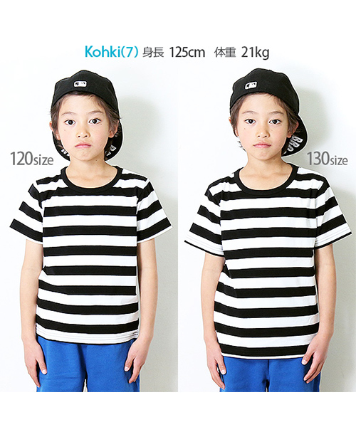 devirock(デビロック)の「先染めボーダークルーネック半袖Tシャツ カットソー(Tシャツ/カットソー・キッズ・チャコール/トリコロール/ブラック/レッド/ネイビー/レッド系その他・100cm/150cm/130cm/120cm/160cm/110cm/140cm)」の20枚目の写真