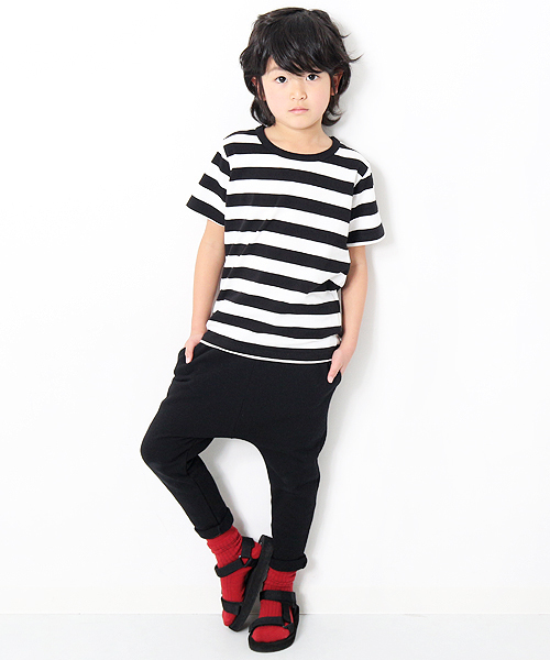 devirock(デビロック)の「先染めボーダークルーネック半袖Tシャツ カットソー(Tシャツ/カットソー・キッズ・チャコール/トリコロール/ブラック/レッド/ネイビー/レッド系その他・100cm/150cm/130cm/120cm/160cm/110cm/140cm)」の10枚目の写真