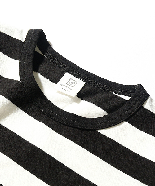 devirock(デビロック)の「先染めボーダークルーネック半袖Tシャツ カットソー(Tシャツ/カットソー・キッズ・チャコール/トリコロール/ブラック/レッド/ネイビー/レッド系その他・100cm/150cm/130cm/120cm/160cm/110cm/140cm)」の7枚目の写真