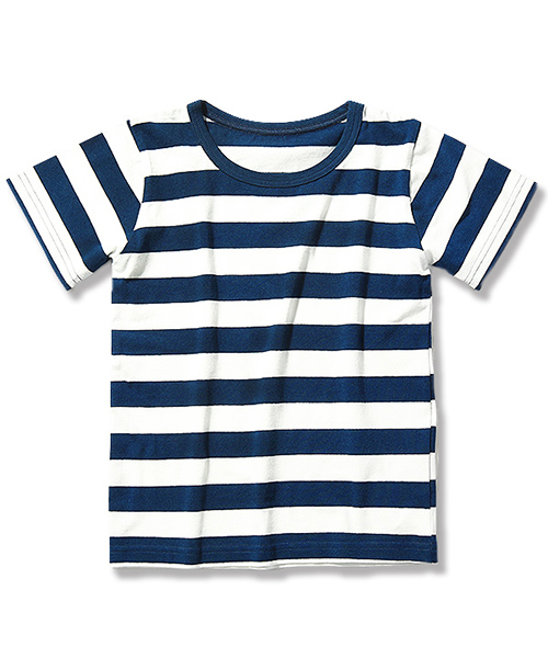 devirock(デビロック)の「先染めボーダークルーネック半袖Tシャツ カットソー(Tシャツ/カットソー・キッズ・チャコール/トリコロール/ブラック/レッド/ネイビー/レッド系その他・100cm/150cm/130cm/120cm/160cm/110cm/140cm)」の11枚目の写真