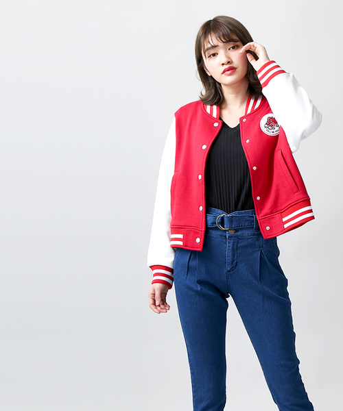 WEGO(ウィゴー)の「WEGO/ワッペンショートスウェットスタジャン(スタジャン・レディース・ネイビー/レッド・FREE)」の10枚目の写真