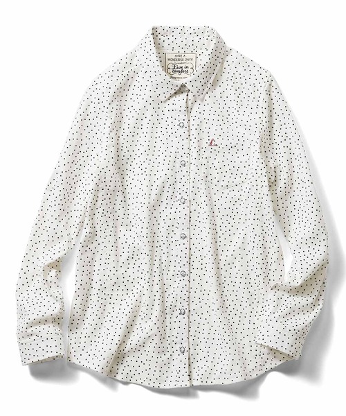 Live in comfort（リブインコンフォート）の「リブ　イン　コンフォート　重ね着してももたつかない！ストレッチガーゼ×カットソーの伸びシャツ（シャツ/ブラウス・レディース・グリーン系その他/ストライプ/チェック/スモークピンク/ネイビー/ライトブルー/ホワイト/サックスブルー/ブラウン/ホワイト系その他/ブラック×ホワイト/ベージュ/グリーン・SMALL/MEDIUM/LARGE/X-LARGE/XX-LARGE/2T/NM/XXX-LARGE）」の3枚目の写真