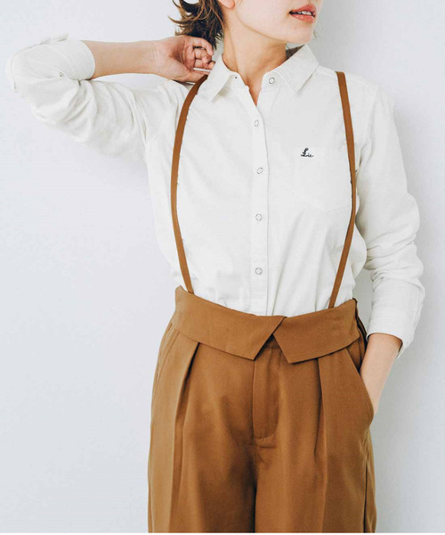 Live in comfort（リブインコンフォート）の「リブ　イン　コンフォート　重ね着してももたつかない！ストレッチガーゼ×カットソーの伸びシャツ（シャツ/ブラウス・レディース・グリーン系その他/ストライプ/チェック/スモークピンク/ネイビー/ライトブルー/ホワイト/サックスブルー/ブラウン/ホワイト系その他/ブラック×ホワイト/ベージュ/グリーン・SMALL/MEDIUM/LARGE/X-LARGE/XX-LARGE/2T/NM/XXX-LARGE）」の14枚目の写真