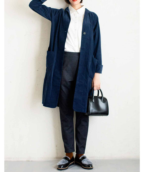 Live in comfort（リブインコンフォート）の「リブ　イン　コンフォート　重ね着してももたつかない！ストレッチガーゼ×カットソーの伸びシャツ（シャツ/ブラウス・レディース・グリーン系その他/ストライプ/チェック/スモークピンク/ネイビー/ライトブルー/ホワイト/サックスブルー/ブラウン/ホワイト系その他/ブラック×ホワイト/ベージュ/グリーン・SMALL/MEDIUM/LARGE/X-LARGE/XX-LARGE/2T/NM/XXX-LARGE）」の20枚目の写真