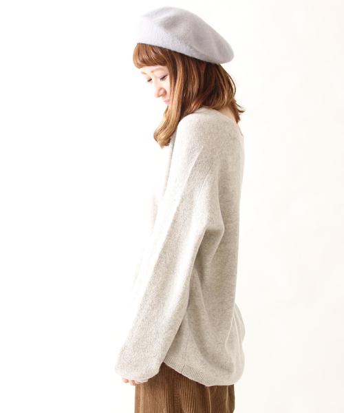 coen（コーエン）の「【WEB限定・復刻】ボリュームスリーブVネックプルオーバーニット（ニット/セーター・レディース・ライトグレー/ネイビー・FREE）」の4枚目の写真