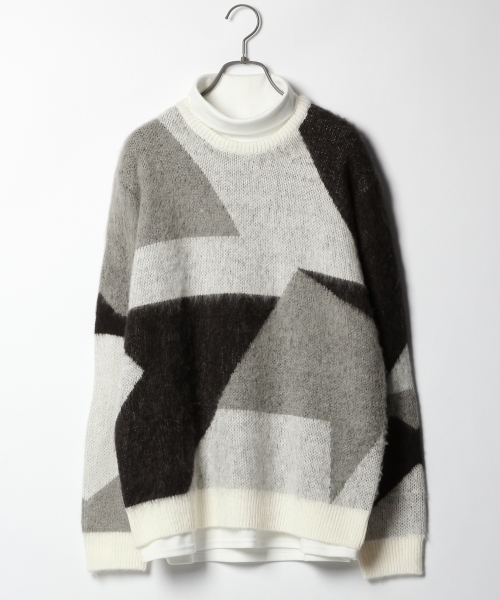 Rageblue レイジブルー の 起毛幾何学柄ニットクルー ニット セーター Wear
