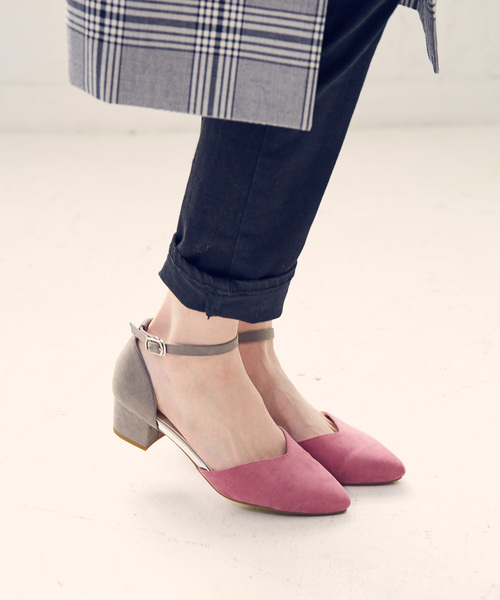 ORiental TRaffic(オリエンタルトラフィック)の「春夏★バイカラーセパレートパンプス★8101(パンプス・レディース・イエロー/ピンク/ブルー/グレー・35/38/39/37/41/42/34/40/36/43/33)」の4枚目の写真