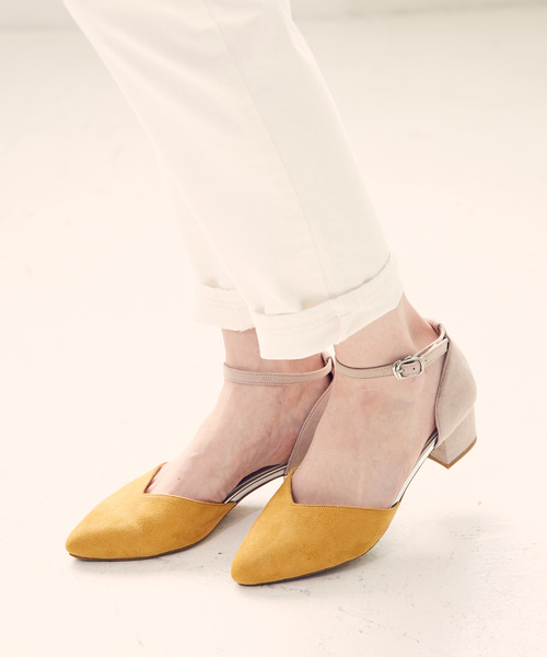 ORiental TRaffic(オリエンタルトラフィック)の「春夏★バイカラーセパレートパンプス★8101(パンプス・レディース・イエロー/ピンク/ブルー/グレー・35/38/39/37/41/42/34/40/36/43/33)」の3枚目の写真