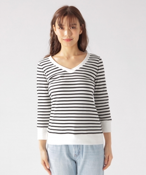 BAYFLOW（ベイフロー）の「BAYFLOW／シルキーフライスVネック7分袖Tシャツ　18SS（Tシャツ/カットソー・レディース・グレー/オフホワイト/その他1/ピンク・SMALL/MEDIUM/LARGE/X-LARGE/X-SMALL）」の5枚目の写真