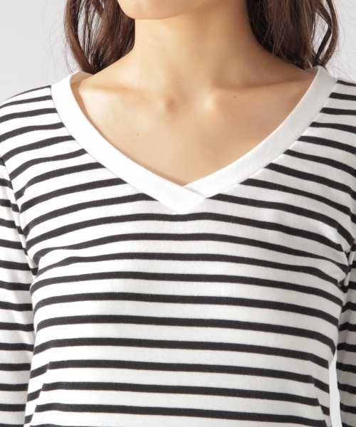 BAYFLOW（ベイフロー）の「BAYFLOW／シルキーフライスVネック7分袖Tシャツ　18SS（Tシャツ/カットソー・レディース・グレー/オフホワイト/その他1/ピンク・SMALL/MEDIUM/LARGE/X-LARGE/X-SMALL）」の8枚目の写真