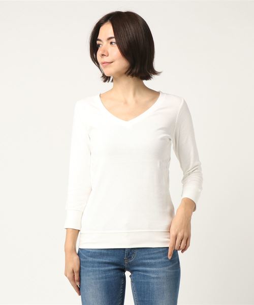 BAYFLOW（ベイフロー）の「BAYFLOW／シルキーフライスVネック7分袖Tシャツ　18SS（Tシャツ/カットソー・レディース・グレー/オフホワイト/その他1/ピンク・SMALL/MEDIUM/LARGE/X-LARGE/X-SMALL）」の12枚目の写真