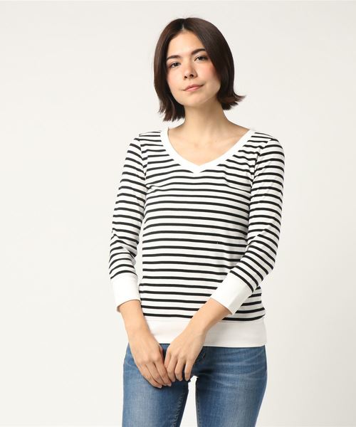 BAYFLOW（ベイフロー）の「BAYFLOW／シルキーフライスVネック7分袖Tシャツ　18SS（Tシャツ/カットソー・レディース・グレー/オフホワイト/その他1/ピンク・SMALL/MEDIUM/LARGE/X-LARGE/X-SMALL）」の15枚目の写真