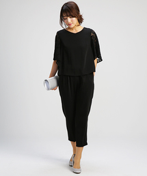 form forma（フォルムフォルマ）の「５分丈レース袖ブラウス＆テーパードパンツ　セットアップスーツ（セットアップ・レディース）」