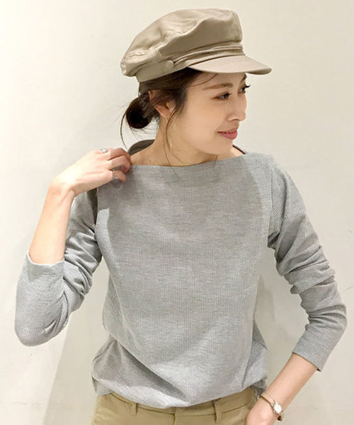 CIAOPANIC TYPY（チャオパニックティピー）の「ワッフルボートネックTEE（Tシャツ/カットソー・レディース・ホワイト/ネイビー/グレー/その他19・FREE）」の2枚目の写真