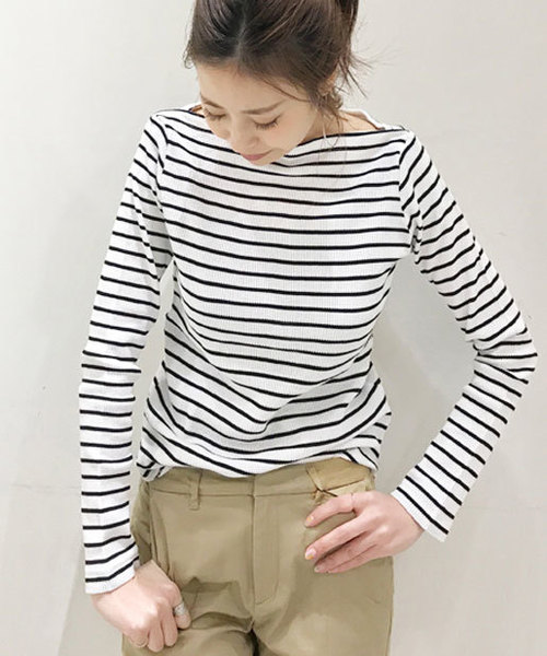 CIAOPANIC TYPY（チャオパニックティピー）の「ワッフルボートネックTEE（Tシャツ/カットソー・レディース・ホワイト/ネイビー/グレー/その他19・FREE）」の4枚目の写真