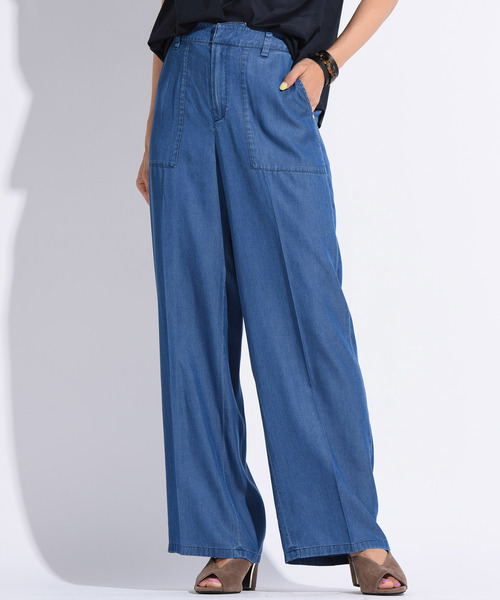 Willful by lipstar（ウィルフル バイ リップスター）の「【Willful by lipstar】テンセルワイドパンツ（その他パンツ・レディース・ブルー/カーキ/キャメル・S/M）」の3枚目の写真