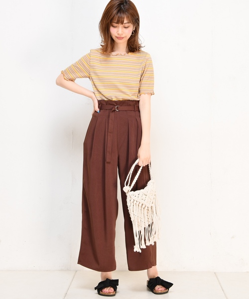 natural couture(ナチュラルクチュール)の「Dかんベルト付タックワイド(その他パンツ・レディース・ブラック/レンガ/ベージュ・FREE)」の8枚目の写真