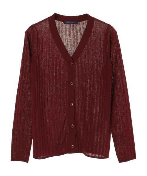 11■アメリカンホリック■　新品　長袖ワイドリブブイネックカーディガン　フリー カーディガン バイパチVネックワイドニットカーディガン レディース