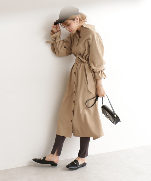 N.(N. Natural Beauty Basic)(エヌエヌナチュラルビューティーベーシック)の「◆ギャザースリーブシャツワンピース(ワンピース・レディース・ベージュ/ネイビー/オレンジ・MEDIUM)」の5枚目の写真