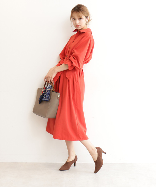 N.(N. Natural Beauty Basic)(エヌエヌナチュラルビューティーベーシック)の「◆ギャザースリーブシャツワンピース(ワンピース・レディース・ベージュ/ネイビー/オレンジ・MEDIUM)」の12枚目の写真