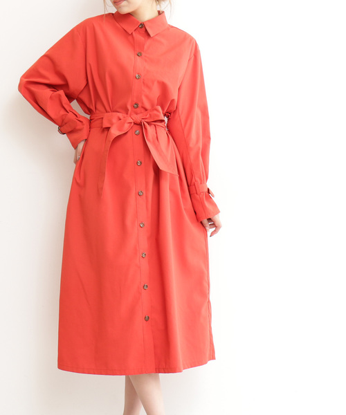 N.(N. Natural Beauty Basic)(エヌエヌナチュラルビューティーベーシック)の「◆ギャザースリーブシャツワンピース(ワンピース・レディース・ベージュ/ネイビー/オレンジ・MEDIUM)」の14枚目の写真