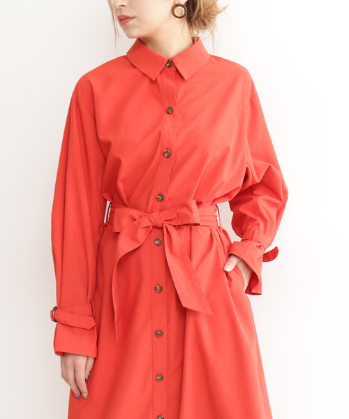 N.(N. Natural Beauty Basic)(エヌエヌナチュラルビューティーベーシック)の「◆ギャザースリーブシャツワンピース(ワンピース・レディース・ベージュ/ネイビー/オレンジ・MEDIUM)」の17枚目の写真