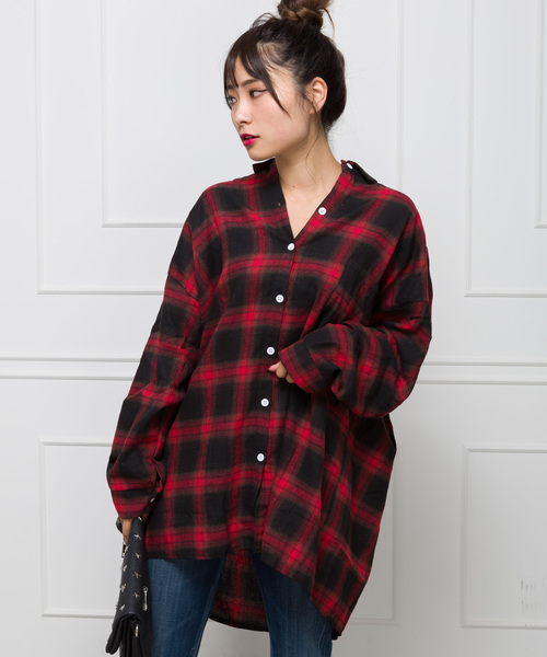 SpRay(スプレイ)の「ネルチェックBIGシャツ(シャツ/ブラウス・レディース・ブラウン/レッド/イエロー/ブラック×ホワイト/ブラック系その他・FREE)」の5枚目の写真