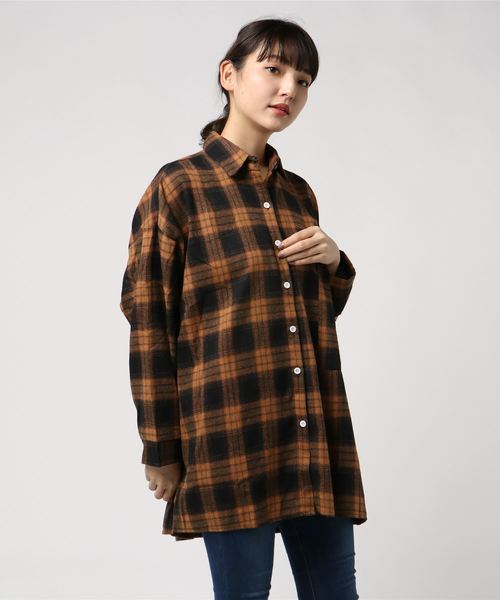 SpRay(スプレイ)の「ネルチェックBIGシャツ(シャツ/ブラウス・レディース・ブラウン/レッド/イエロー/ブラック×ホワイト/ブラック系その他・FREE)」の7枚目の写真