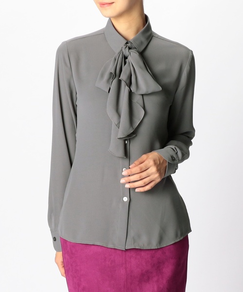 NARACAMICIE（ナラカミーチェ）の「ジョーセットリボン付長袖シャツ（シャツ/ブラウス・レディース・ネイビー/グレー・SMALL/LARGE/MEDIUM）」の14枚目の写真