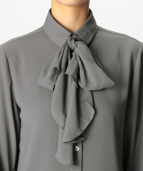 NARACAMICIE（ナラカミーチェ）の「ジョーセットリボン付長袖シャツ（シャツ/ブラウス・レディース・ネイビー/グレー・SMALL/LARGE/MEDIUM）」の12枚目の写真