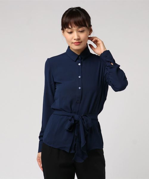 NARACAMICIE（ナラカミーチェ）の「ジョーセットリボン付長袖シャツ（シャツ/ブラウス・レディース・ネイビー/グレー・SMALL/LARGE/MEDIUM）」の10枚目の写真