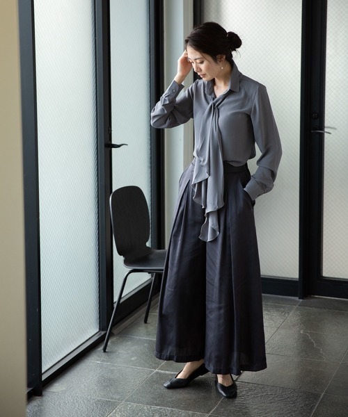 NARACAMICIE（ナラカミーチェ）の「ジョーセットリボン付長袖シャツ（シャツ/ブラウス・レディース・ネイビー/グレー・SMALL/LARGE/MEDIUM）」の22枚目の写真