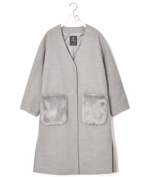 w closet(ダブルクローゼット)の「エコウールノーカラーファー w closet(ダブルクローゼット)の「エコウールノーカラーファー
