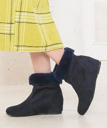 ライナーファーインヒールミドルブーツ＊レディース/ショートブーツ/シューズ/ローヒール[I1663]神戸レタス