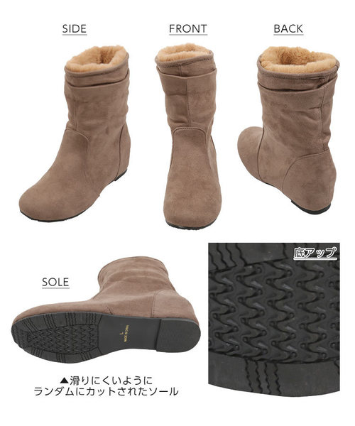 KOBE LETTUCE（コウベレタス）の「ライナーファーインヒールミドルブーツ＊レディース/ショートブーツ/シューズ/ローヒール[I1663]神戸レタス（ブーツ・レディース・ブラック/ネイビー/グレー/ベージュ系その他・LL/S/M/L）」の6枚目の写真