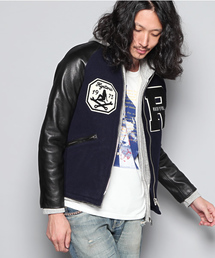 HYSTERIC GLAMOUR | ROCK’N ROLLワッペン付 袖レザーシングルBZ(ブルゾン)