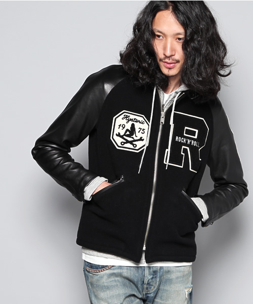 HYSTERIC GLAMOUR(ヒステリックグラマー)の「ROCK’N ROLLワッペン付 袖レザーシングルBZ(ブルゾン・メンズ・レッド/ネイビー/ブラック・SMALL/MEDIUM/LARGE)」の4枚目の写真