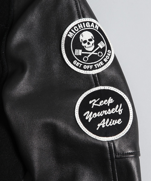 HYSTERIC GLAMOUR(ヒステリックグラマー)の「ROCK’N ROLLワッペン付 袖レザーシングルBZ(ブルゾン・メンズ・レッド/ネイビー/ブラック・SMALL/MEDIUM/LARGE)」の13枚目の写真