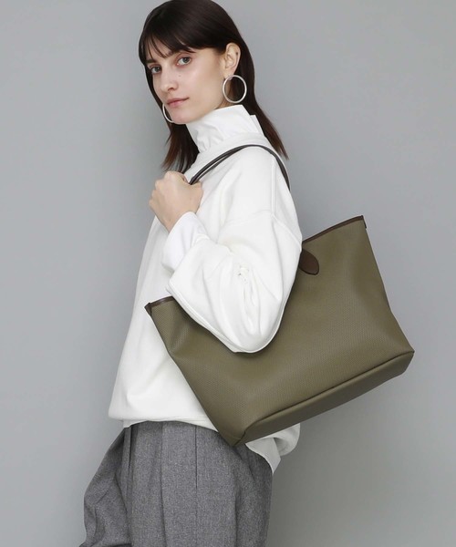 Breath TOPKAPI（ブレストプカピ）の「【TOPKAPI BREATH】RHOMBUS[ロンバス]A4トートバッグ【日本製】（トートバッグ・レディース・クリーム/キャメル/グレイッシュベージュ/ブラウン/カーキ/グレー/ホワイト/ブラック・FREE）」の7枚目の写真