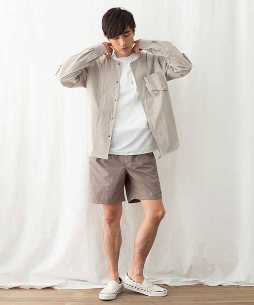 JRD by JARLD(ジェイアールディーバイジャールド)の「リブ衿ストレッチ シャツブルゾン(シャツ/ブラウス・メンズ・ネイビー/サンドベージュ・S/M/L)」の3枚目の写真
